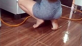 I filmed my maid cleaning the stove naked.