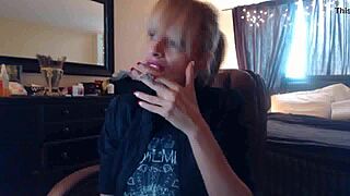 Sandi lights up 3 brown cork cigarettes for fans