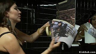 Busty Woman Bound in Men's Restroom