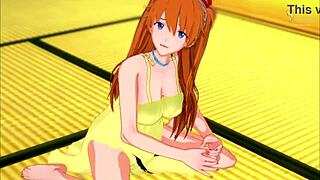 Asuka's Horny Guided Handjob In Yellow Dress - Evangelion