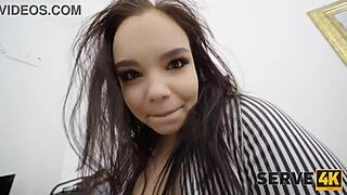 Yo, Serve4k barber bangs a hot brunette with big tits! 😍