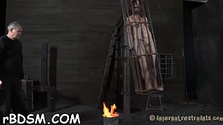 gagged serf pleasured with vibrator toys 😈