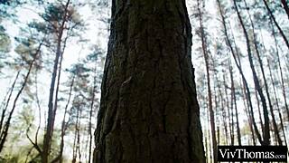 From forest kisses to indoor passion: blonde and brunette explore each other's bodies.