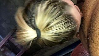 Slut Devours Cock for Lunch with Deepthroat and Swallow Action in Thong