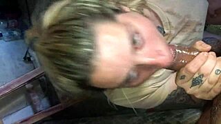 Slut Devours Cock for Lunch with Deepthroat and Swallow Action in Thong