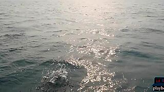 Exotic Playboy Model Strips Naked Outdoors on a Boat, Wow!