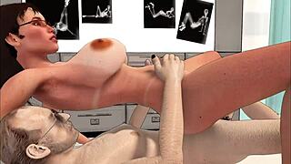 Can the big-breasted doctor handle these old men's cocks?