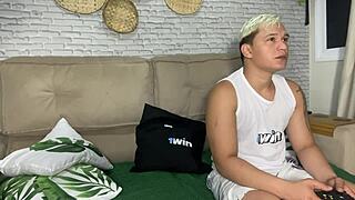 Naughty neighbor loses soccer bet and pays up with a condom twist