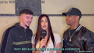 Andrea Lux interviews two guys on the street, ends up banging them in hotel room