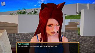 Redhead with small tits explores family game in My New Family 329.