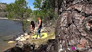 Voyeur Films Amateur European Couple Bent Over Doggy Fucking In Public Park!