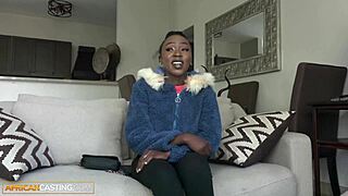 Real amateur ebony slut with petite tits and juicy ass gets rough pounded by big cock