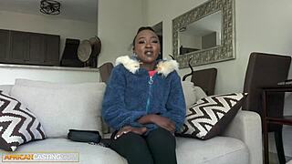 Real amateur ebony slut with petite tits and juicy ass gets rough pounded by big cock