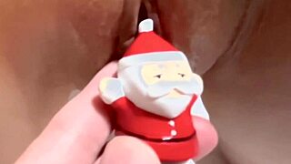 Santa Claus playing with wife's wet pussy toys homemade