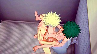 My Hero Academia Yaoi - Midoriya Fucked by Bakugou with Creampie in Ass - Japanese Asian Manga Anime Game Porn Gay