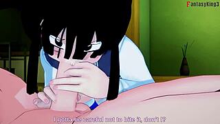 Chichi takes on Gohan and Goku in wild milf threesome