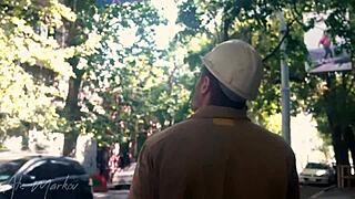 The neighbor teases the worker for some sloppy anal sex fun