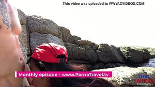 An Asian couple enjoys a hardcore outdoor blowjob leading to a cumshot.