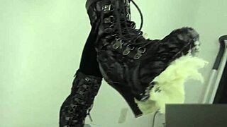 foodcrush fetish with asian feet stomping noodles in shoes