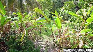 Fucking Petite Stepsister Outside with Hardcore Doggystyle Over Narrow Ass