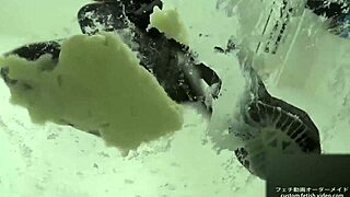 foodcrush fetish with asian feet stomping noodles in shoes