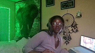 naejae rubs her pussy watching hot lesbian porn