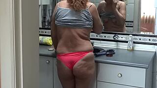 Latina milf shows off for voyeur orgasm