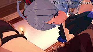 Bell Ganyu from Genshin Impact in steamy 3D cartoon action