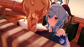 Bell Ganyu from Genshin Impact in steamy 3D cartoon action