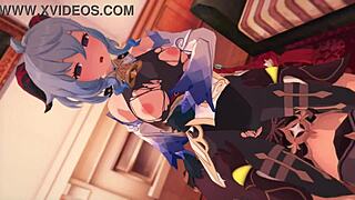 Bell Ganyu from Genshin Impact in steamy 3D cartoon action