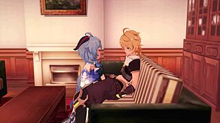 Bell Ganyu from Genshin Impact in steamy 3D cartoon action