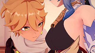 Bell Ganyu from Genshin Impact in steamy 3D cartoon action