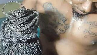 Addicted ebony sucks monster cock for big boobs