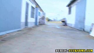 Amateur gets public oral in outdoor reality scene with blonde babe.