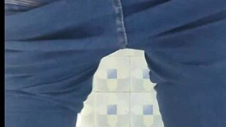 mature latina ann in hidden bathroom golden shower