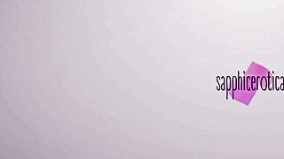 Cherie seduces on loveseat with sensual lesbian licking and kissing