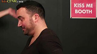 Hey, busty redhead domme sucking sub with voyeurs watching 😏