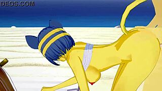 ankha from animal crossing gets fucked hard on the beach, oh man