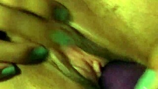 watch my latina girlfriend squirt with big dildo in close up?