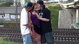 public street banging, wanna join this blonde teen 18+ orgy outdoors?