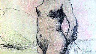 Intense vintage erotic anime drawing unveiled