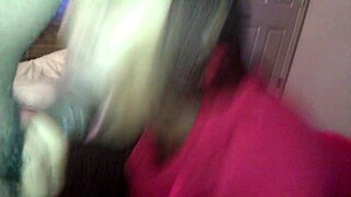 Ebony amateur performs blowjob submission, sucking and swallowing black cock in homemade porn.