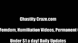 In this femdom scene, you're locked in chastity forever with toys and bondage