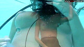 sexy diana kalgotkina strips bikini to swim naked in public pool