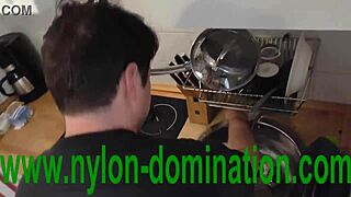Nylon Domina Trains Housewife in Humiliation and Spitting