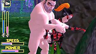 In Bonetown vacation, redhead rides new man's big cock in anal comedy episode.