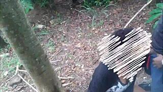 Couple's Adventurous Outdoor Encounter in the Woods