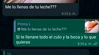 My cousin gets hot on WhatsApp and comes to my room