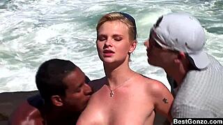 busty blonde tarra white in wild ocean threesome 😍