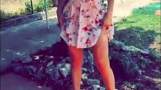 MILF flashes panties in public outdoor sex and gets anal assfucking for 13 minutes